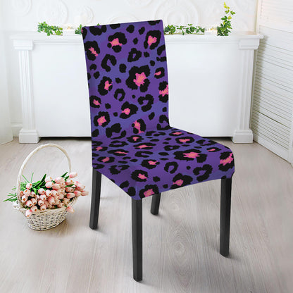 Purple And Pink Leopard Print Dining Chair Slipcover