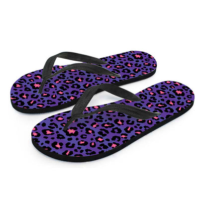 Purple And Pink Leopard Print Flip Flops