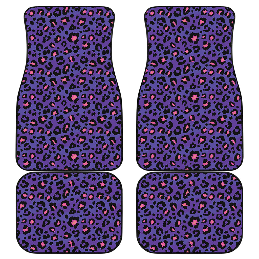 Purple And Pink Leopard Print Front and Back Car Floor Mats