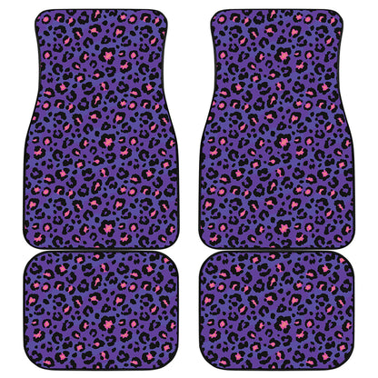 Purple And Pink Leopard Print Front and Back Car Floor Mats
