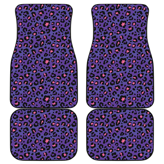Purple And Pink Leopard Print Front and Back Car Floor Mats