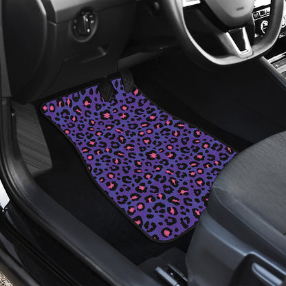 Purple And Pink Leopard Print Front Car Floor Mats