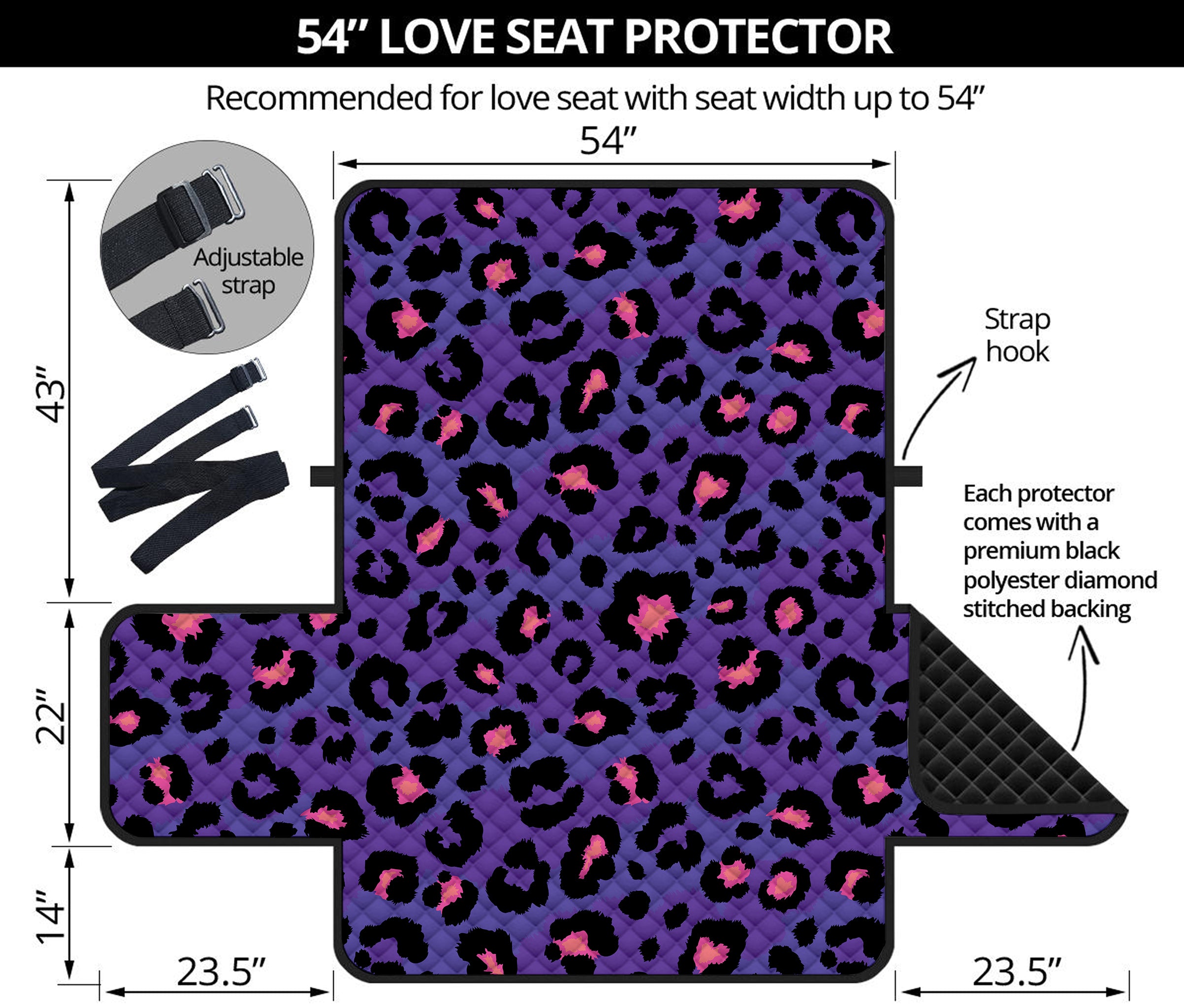 Purple And Pink Leopard Print Loveseat Protector