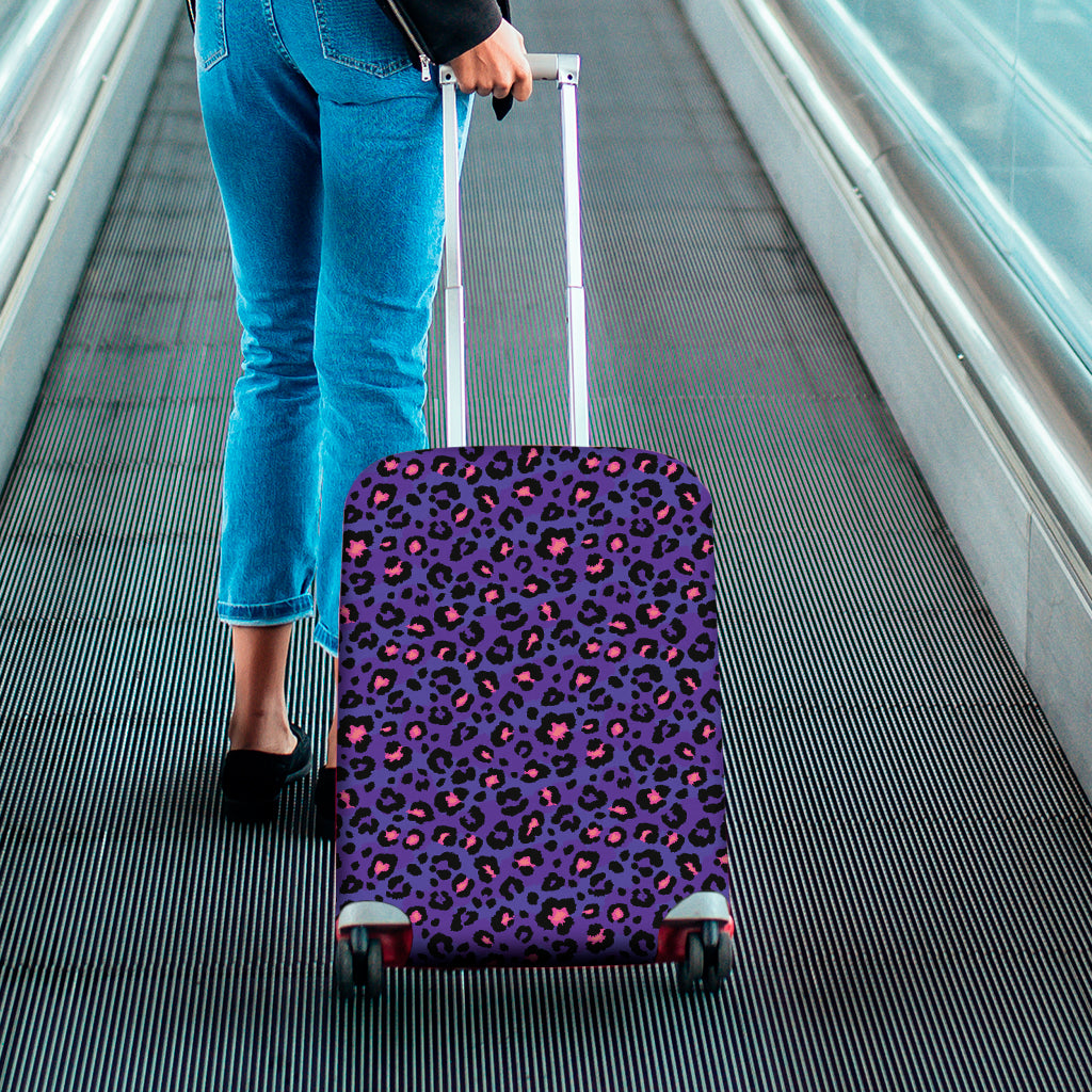 Purple And Pink Leopard Print Luggage Cover