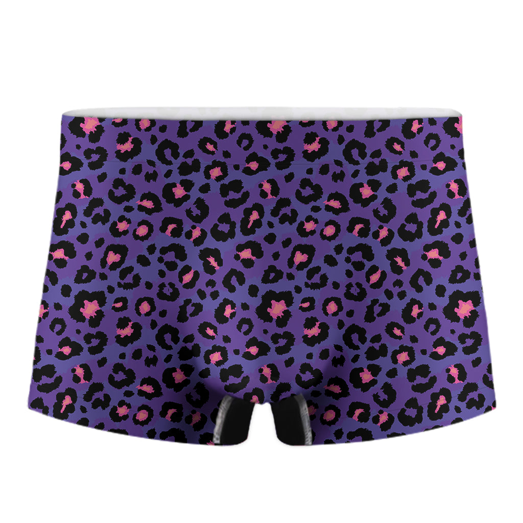 Purple And Pink Leopard Print Men's Boxer Briefs