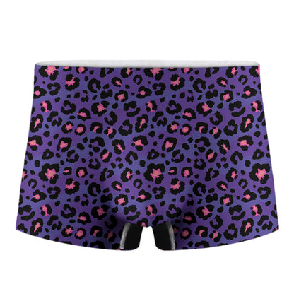 Purple And Pink Leopard Print Men's Boxer Briefs