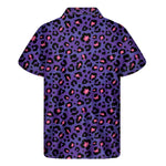 Purple And Pink Leopard Print Men's Short Sleeve Shirt