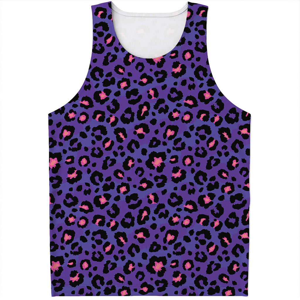 Purple And Pink Leopard Print Men's Tank Top
