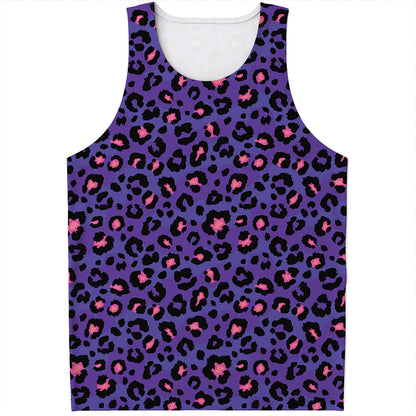 Purple And Pink Leopard Print Men's Tank Top