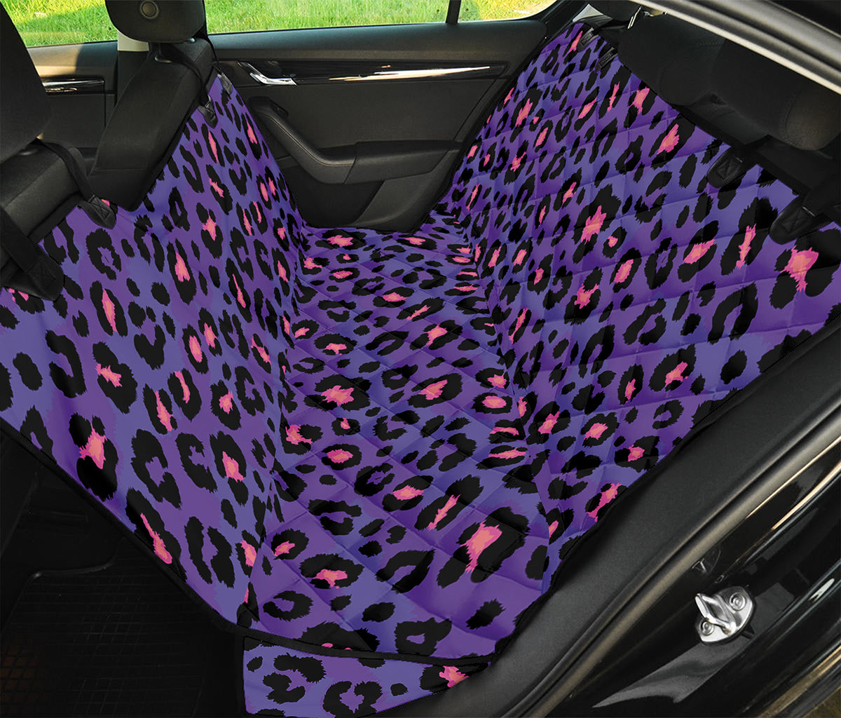 Purple And Pink Leopard Print Pet Car Back Seat Cover