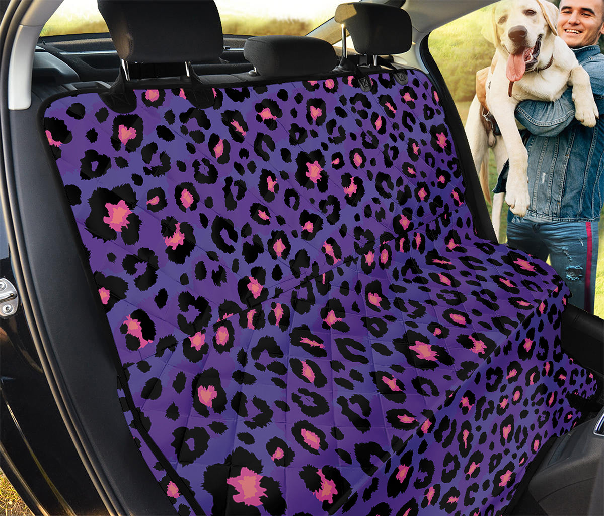 Purple And Pink Leopard Print Pet Car Back Seat Cover