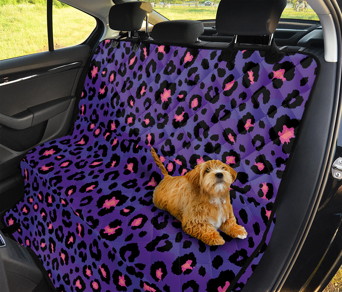 Purple And Pink Leopard Print Pet Car Back Seat Cover