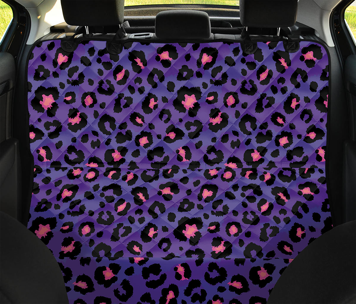 Purple And Pink Leopard Print Pet Car Back Seat Cover