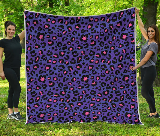 Purple And Pink Leopard Print Quilt