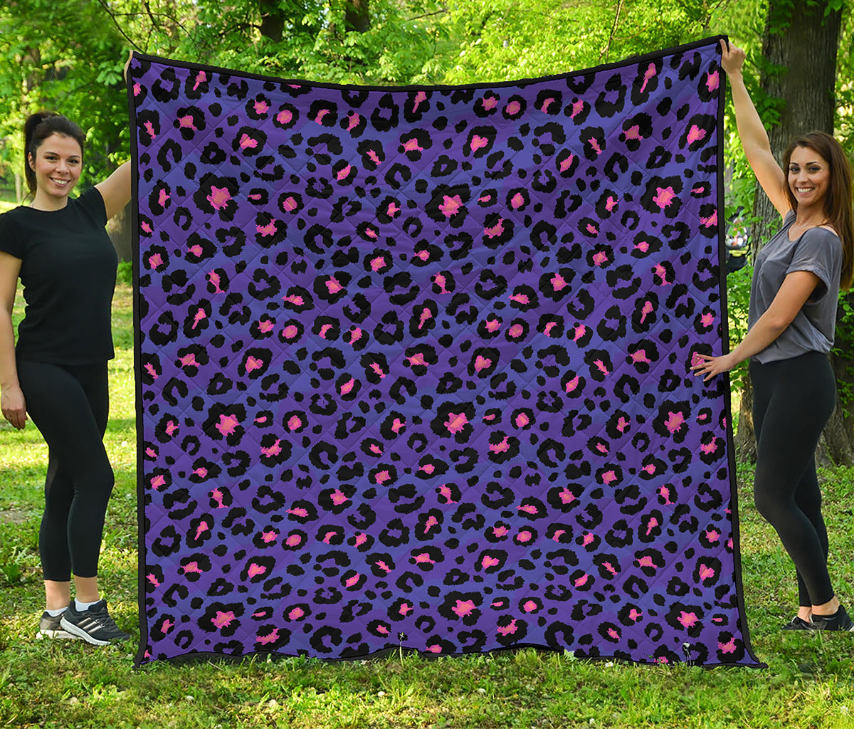 Purple And Pink Leopard Print Quilt