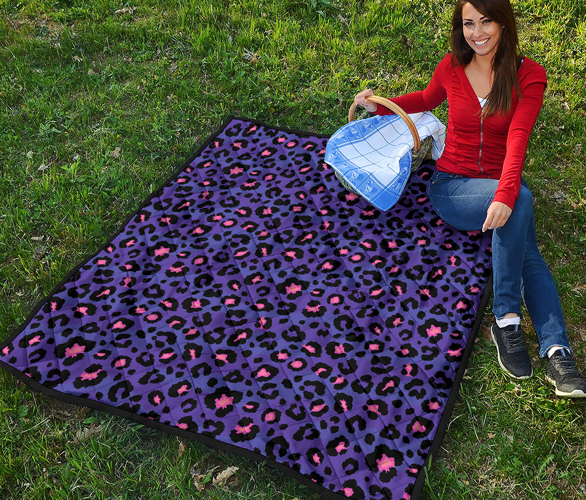 Purple And Pink Leopard Print Quilt
