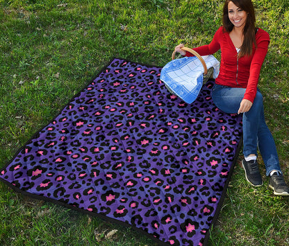 Purple And Pink Leopard Print Quilt
