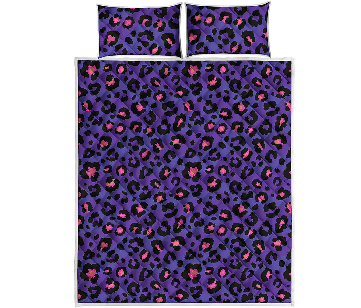 Purple And Pink Leopard Print Quilt Bed Set