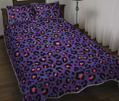 Purple And Pink Leopard Print Quilt Bed Set