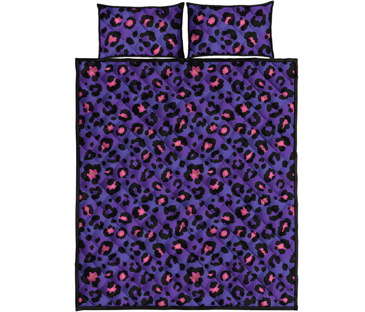 Purple And Pink Leopard Print Quilt Bed Set