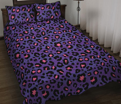 Purple And Pink Leopard Print Quilt Bed Set
