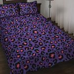 Purple And Pink Leopard Print Quilt Bed Set