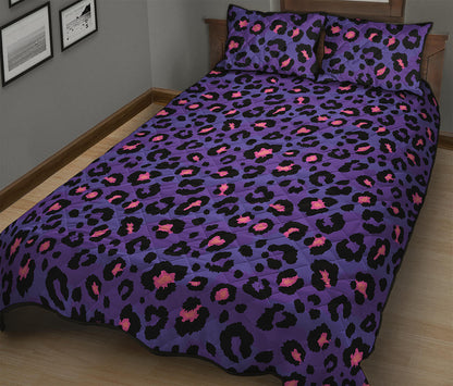 Purple And Pink Leopard Print Quilt Bed Set