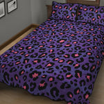 Purple And Pink Leopard Print Quilt Bed Set
