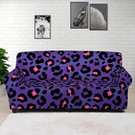 Purple And Pink Leopard Print Sofa Cover