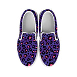 Purple And Pink Leopard Print White Slip On Shoes