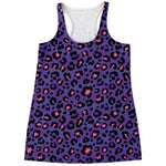 Purple And Pink Leopard Print Women's Racerback Tank Top