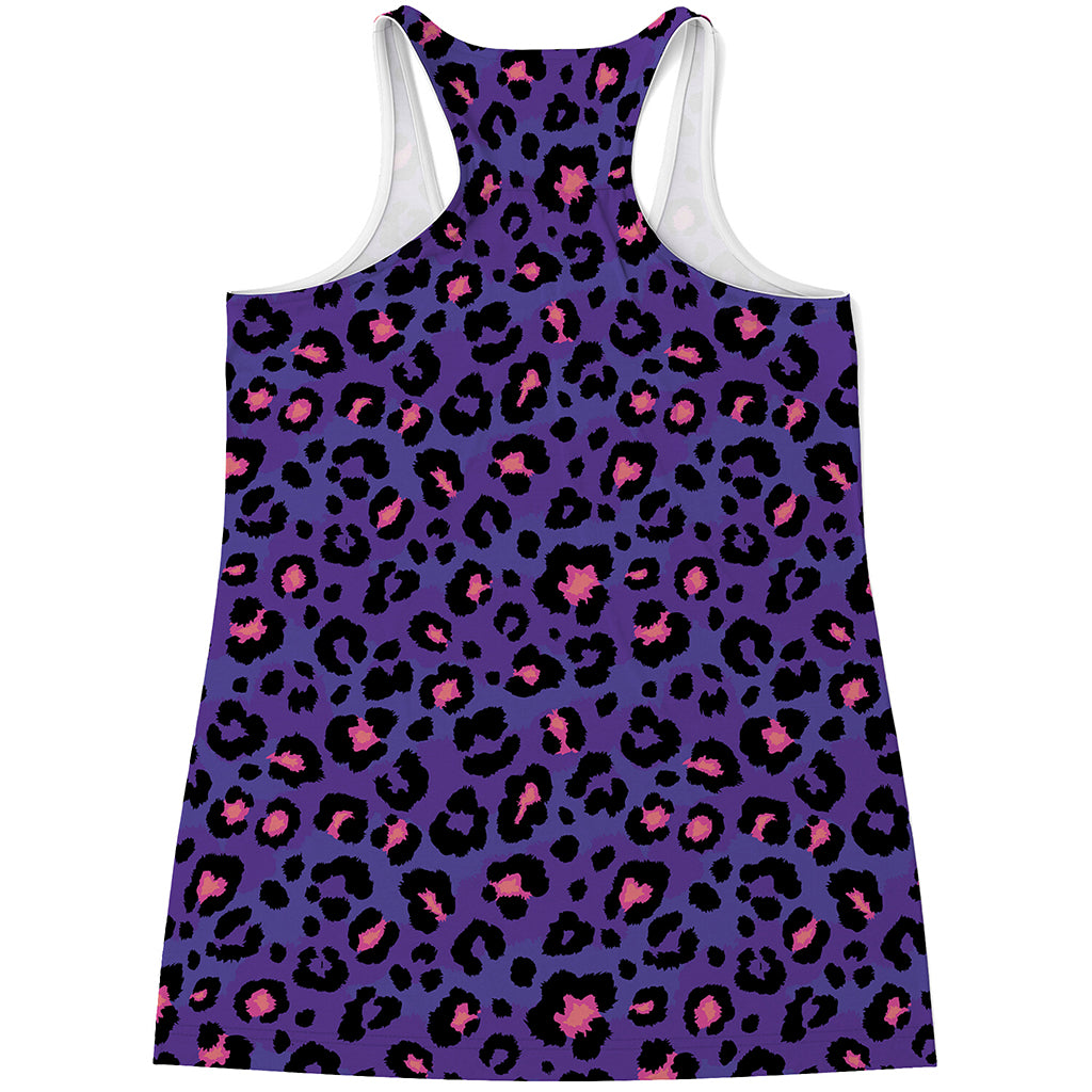 Purple And Pink Leopard Print Women's Racerback Tank Top