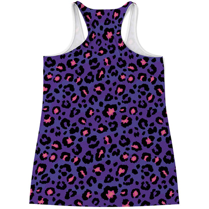 Purple And Pink Leopard Print Women's Racerback Tank Top