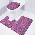 Purple And Pink Paisley Pattern Print 3 Piece Bath Mat Set