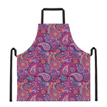 Purple And Pink Paisley Pattern Print Apron