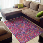 Purple And Pink Paisley Pattern Print Area Rug