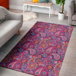 Purple And Pink Paisley Pattern Print Area Rug