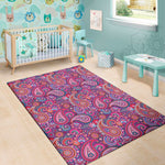 Purple And Pink Paisley Pattern Print Area Rug