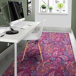 Purple And Pink Paisley Pattern Print Area Rug