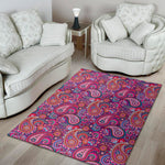 Purple And Pink Paisley Pattern Print Area Rug