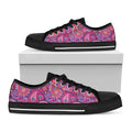 Purple And Pink Paisley Pattern Print Black Low Top Sneakers