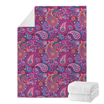 Purple And Pink Paisley Pattern Print Blanket