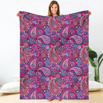 Purple And Pink Paisley Pattern Print Blanket