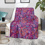 Purple And Pink Paisley Pattern Print Blanket