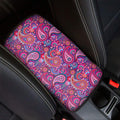 Purple And Pink Paisley Pattern Print Car Center Console Cover
