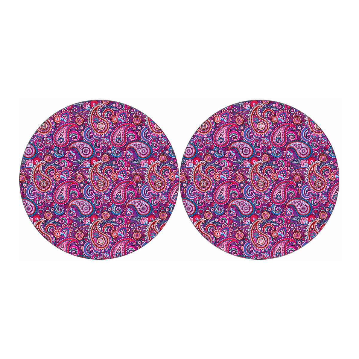 Purple And Pink Paisley Pattern Print Car Coasters