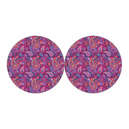 Purple And Pink Paisley Pattern Print Car Coasters