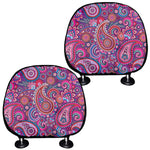 Purple And Pink Paisley Pattern Print Car Headrest Covers