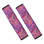 Purple And Pink Paisley Pattern Print Car Seat Belt Covers