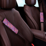 Purple And Pink Paisley Pattern Print Car Seat Belt Covers